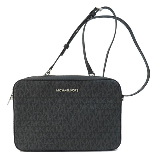MICHAEL KORS Shoulder Bag Coated canvas black MK signature Women Used Authentic