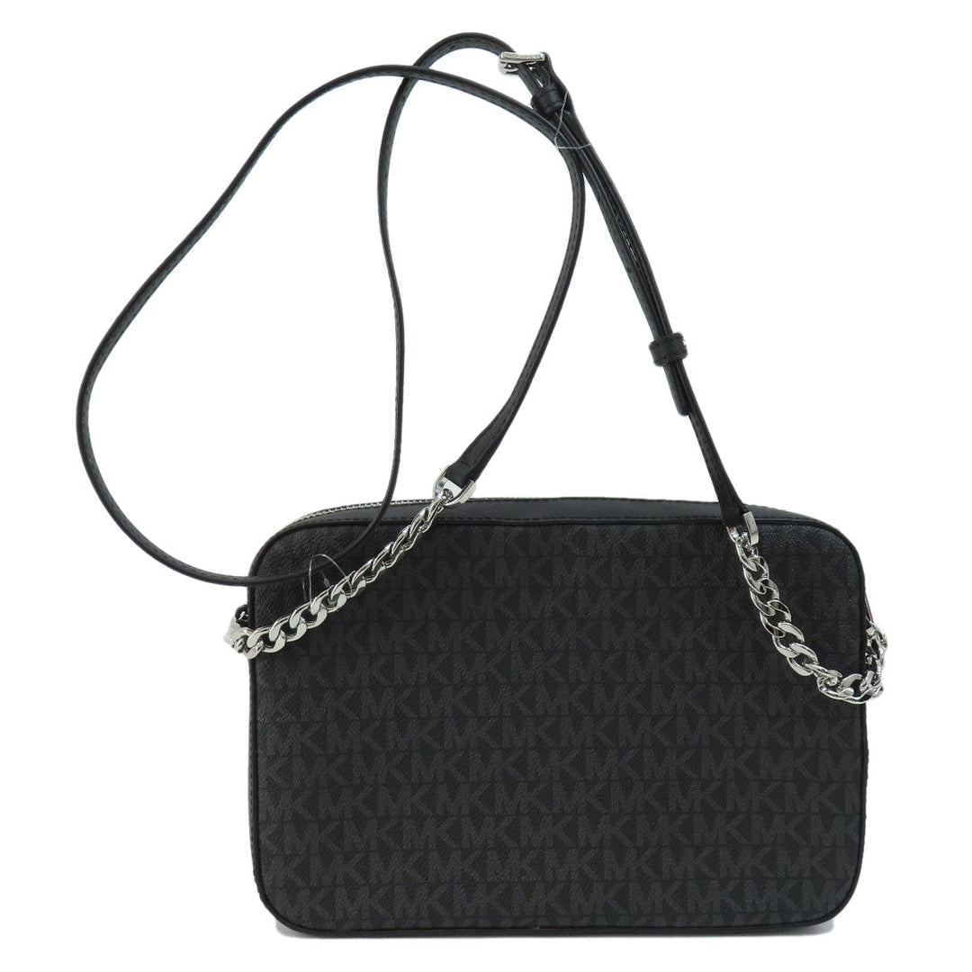 MICHAEL KORS Shoulder Bag Coated canvas black MK signature Women Used Authentic