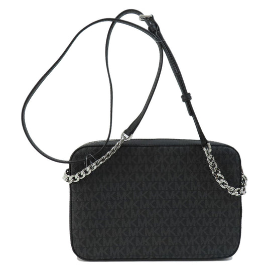 MICHAEL KORS Shoulder Bag Coated canvas black MK signature Women Used Authentic