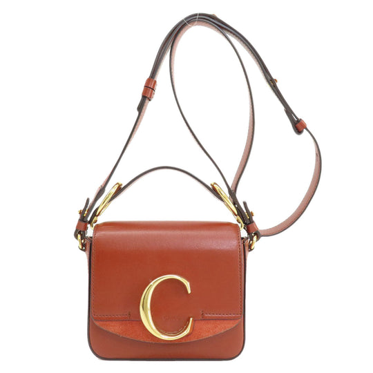 Chloe Shoulder Bag leather Brown Mini long Shoulder Chloe C 2WAY Women Used Authentic