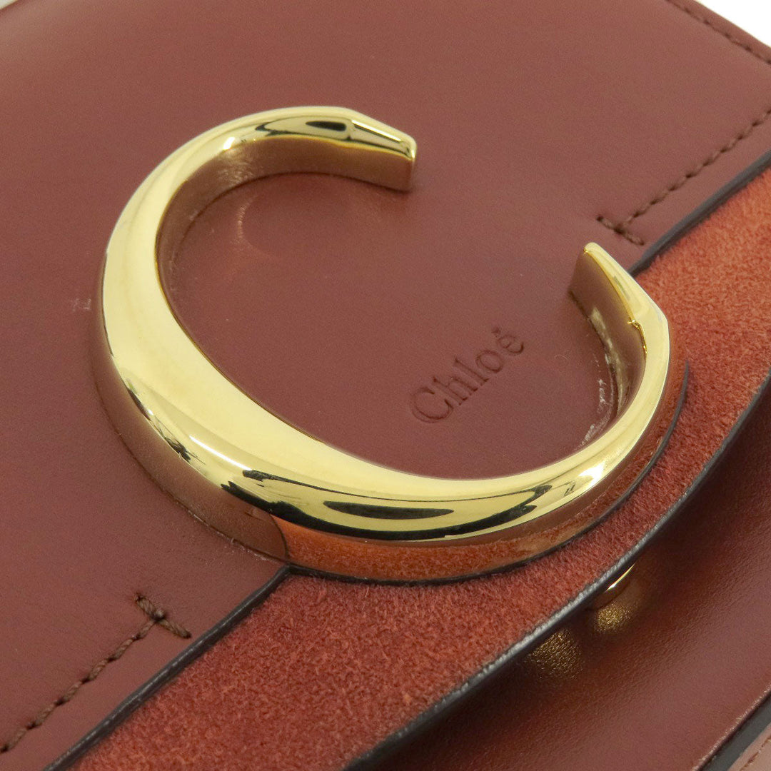 Chloe Shoulder Bag leather Brown Mini long Shoulder Chloe C 2WAY Women Used Authentic
