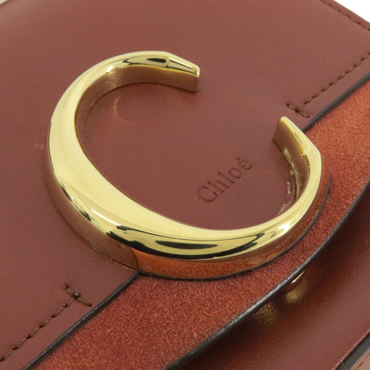Chloe Shoulder Bag leather Brown Mini long Shoulder Chloe C 2WAY Women Used Authentic