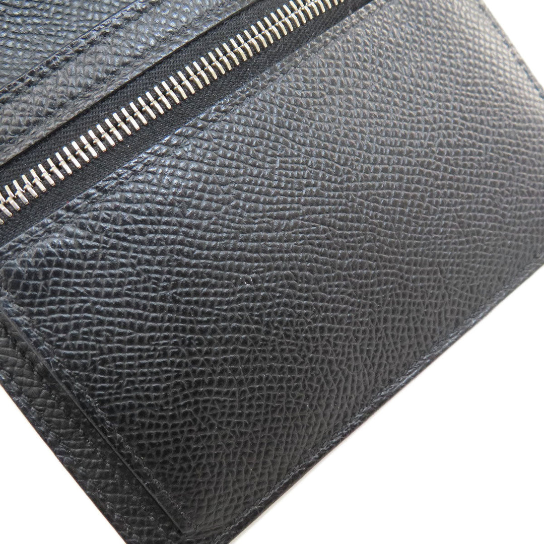 HERMES Bifold Wallet Epsom black Bearn Compact Black SilverMetal Women Used Authentic