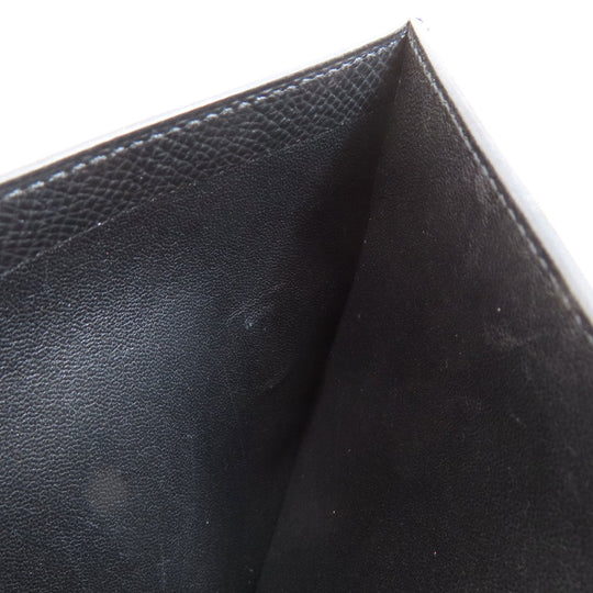HERMES Bifold Wallet Epsom black Bearn Compact Black SilverMetal Women Used Authentic