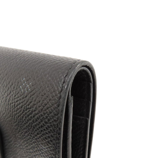 HERMES Bifold Wallet Epsom black Bearn Compact Black SilverMetal Women Used Authentic