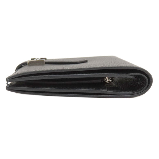 HERMES Bifold Wallet Epsom black Bearn Compact Black SilverMetal Women Used Authentic