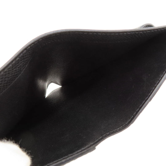HERMES Bifold Wallet Epsom black Bearn Compact Black SilverMetal Women Used Authentic