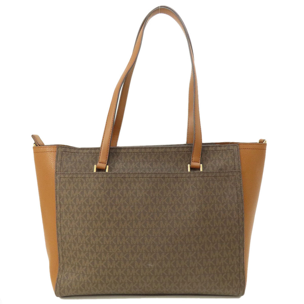 MICHAEL KORS Tote Bag PVC Brown MK Signature 2WAY Women Used Authentic