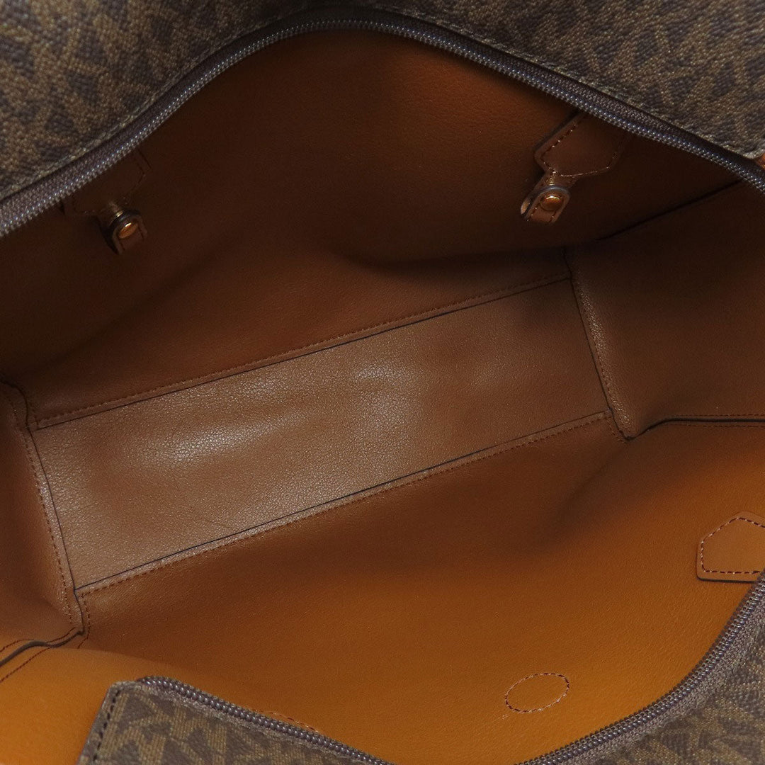 MICHAEL KORS Tote Bag PVC Brown MK Signature 2WAY Women Used Authentic