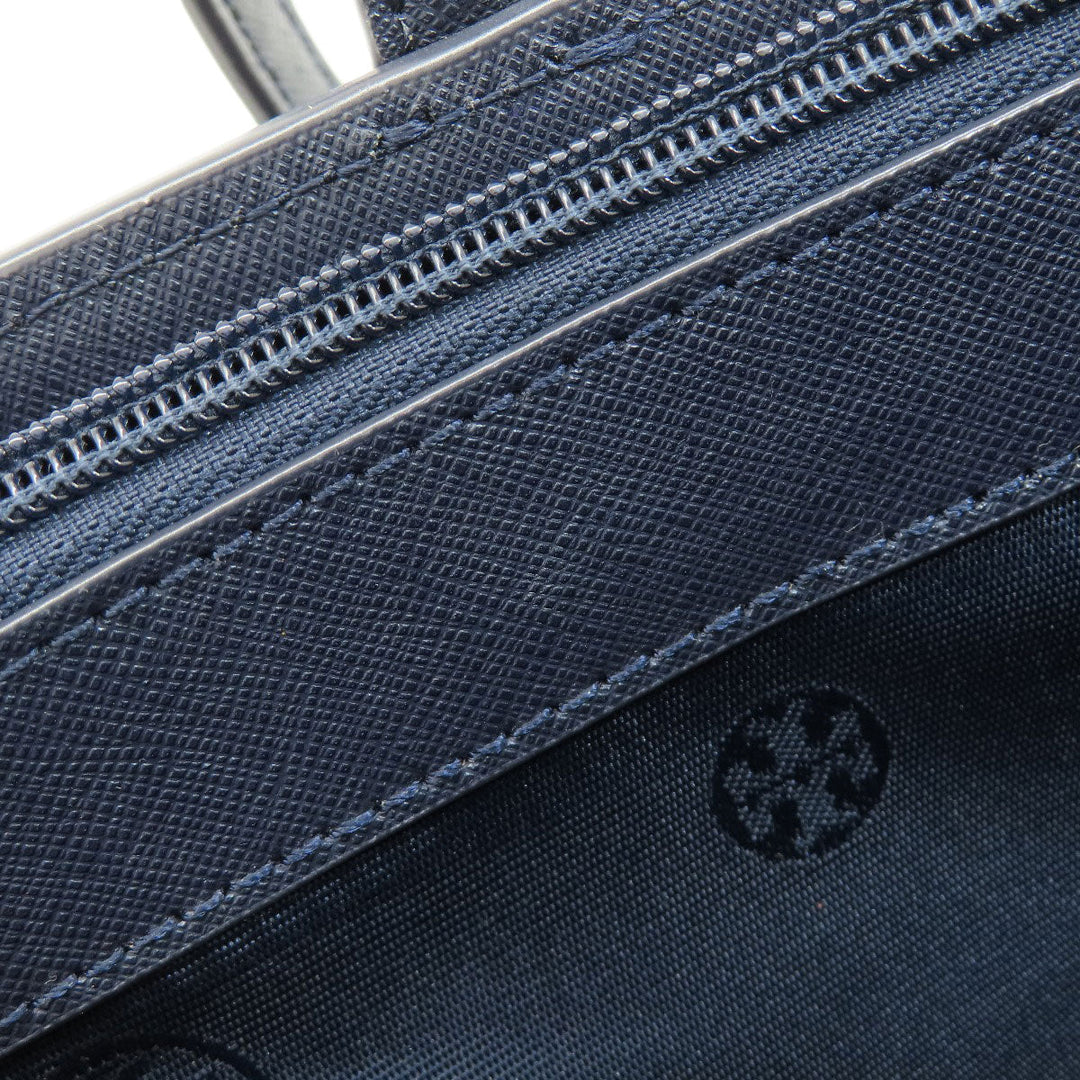Tory Burch Tote Bag PVC Navy logo Women Used Authentic