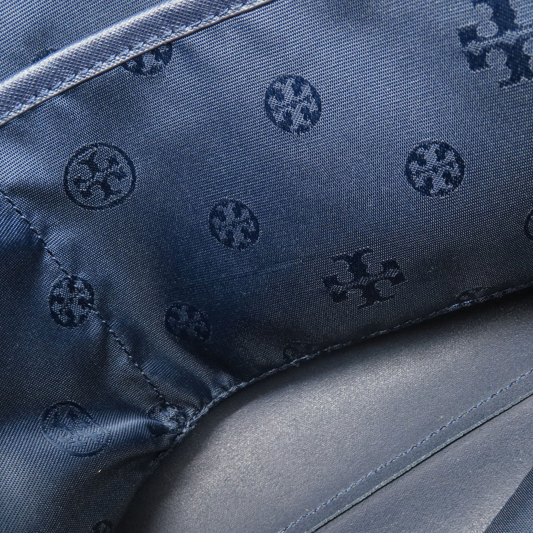 Tory Burch Tote Bag PVC Navy logo Women Used Authentic