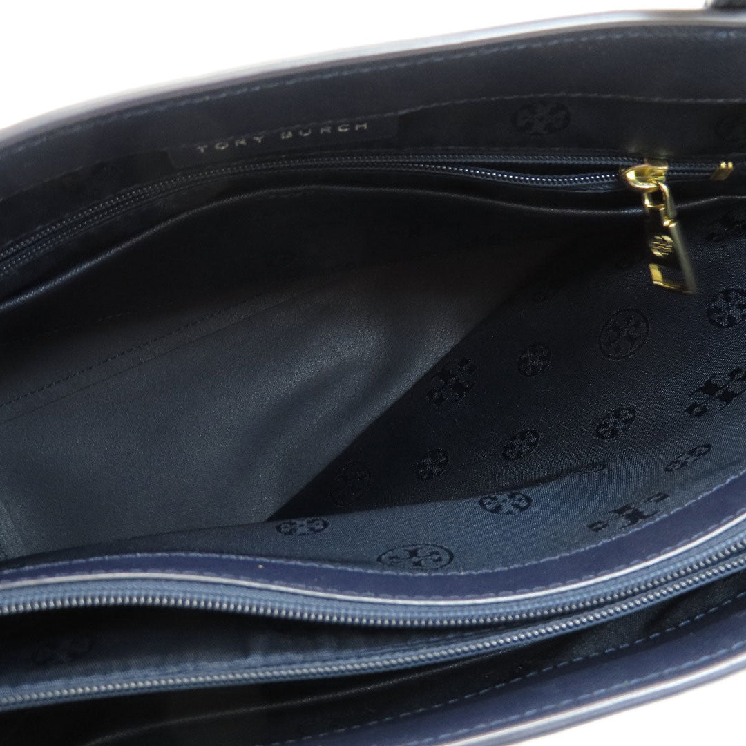 Tory Burch Tote Bag PVC Navy logo Women Used Authentic