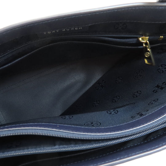 Tory Burch Tote Bag PVC Navy logo Women Used Authentic