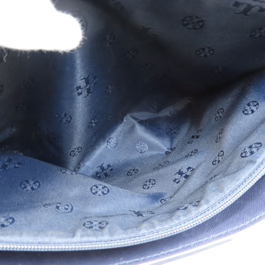 Tory Burch Tote Bag PVC Navy logo Women Used Authentic