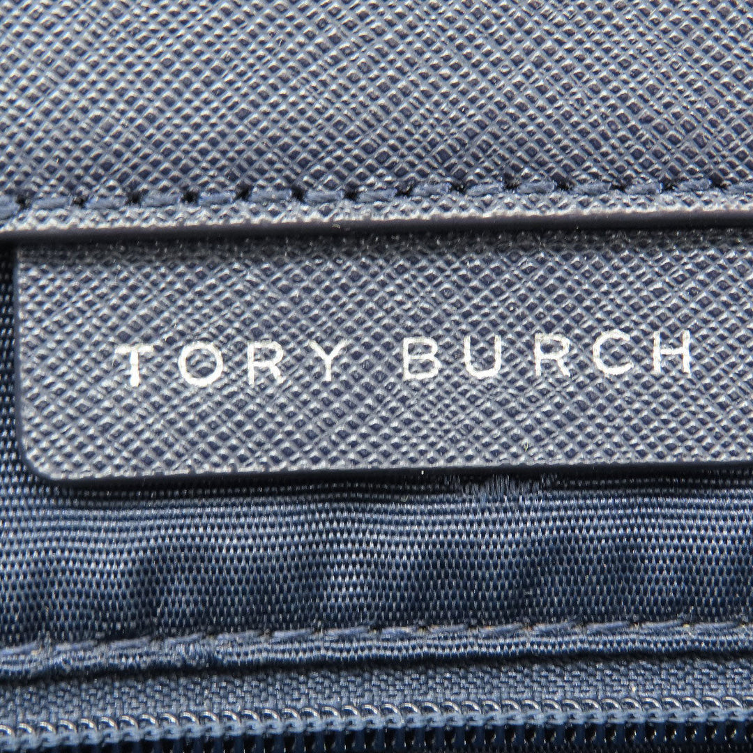 Tory Burch Tote Bag PVC Navy logo Women Used Authentic
