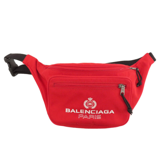 BALENCIAGA Sling bag canvas Red logo Women Used Authentic