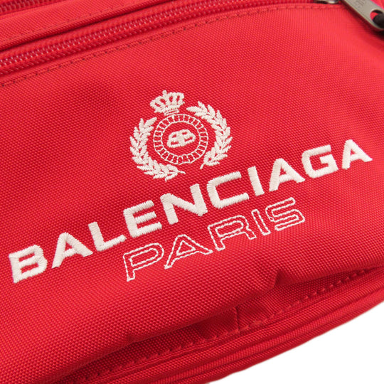 BALENCIAGA Sling bag canvas Red logo Women Used Authentic