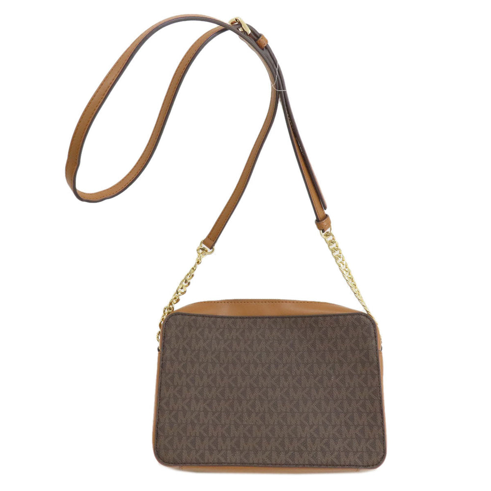 MICHAEL KORS Shoulder Bag Leather, Coated Canvas Brown MK signature Women Used Authentic