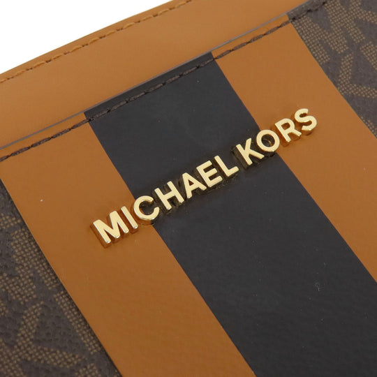 MICHAEL KORS Shoulder Bag Leather, Coated Canvas Brown MK signature Women Used Authentic