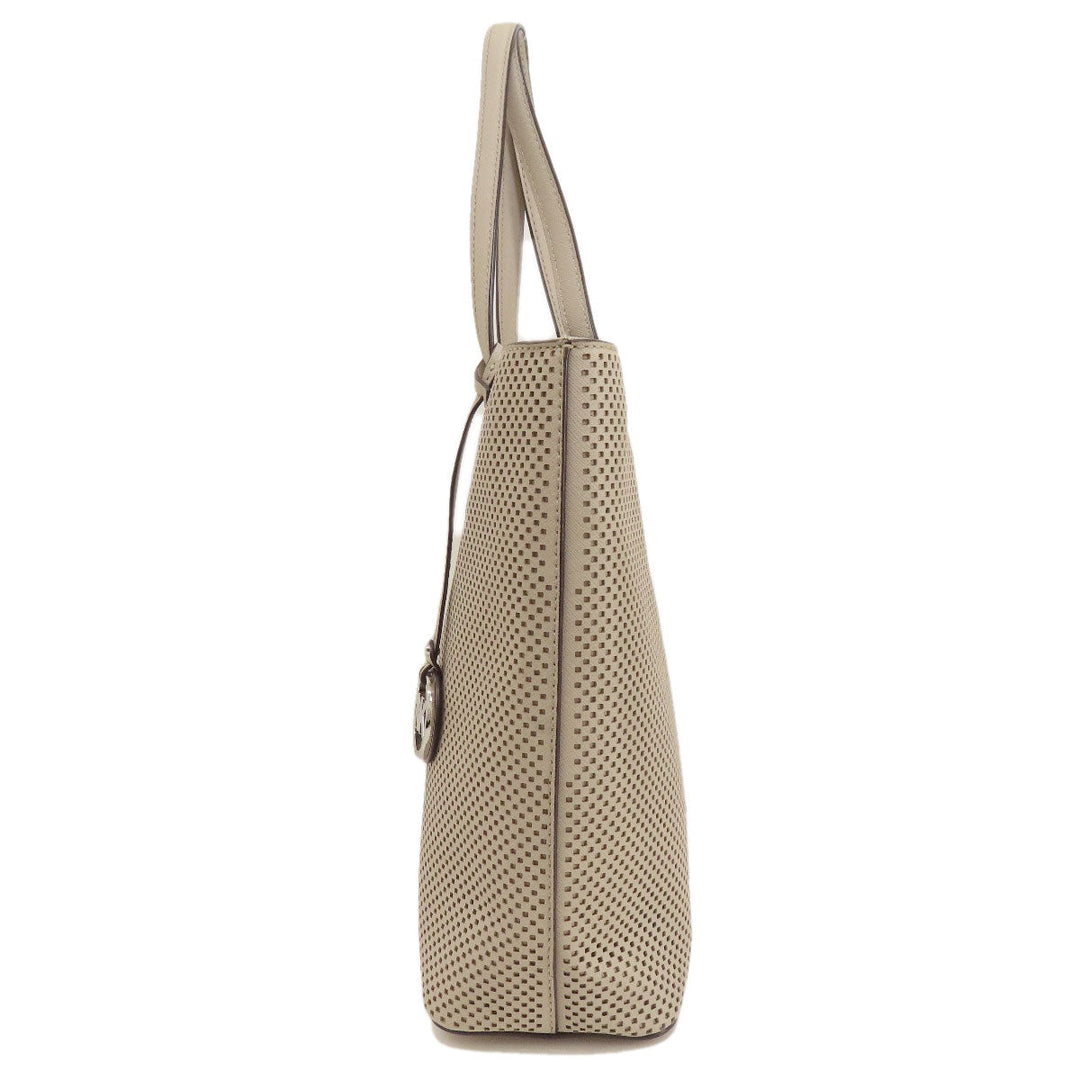 MICHAEL KORS Tote Bag leather gray Punching 2WAY Women Used Authentic