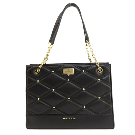 MICHAEL KORS Tote Bag leather black Serena Large Women Used Authentic