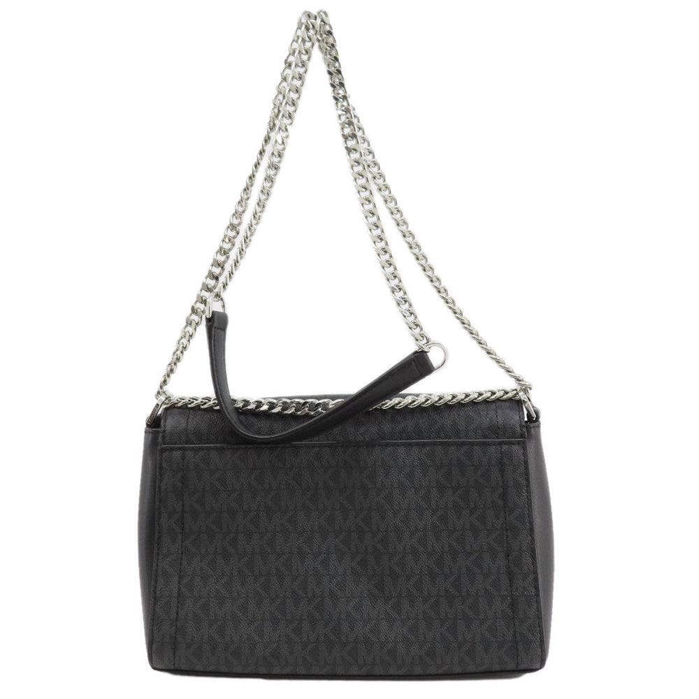 MICHAEL KORS Shoulder Bag PVC black MK Signature ChainShoulder Women Used Authentic