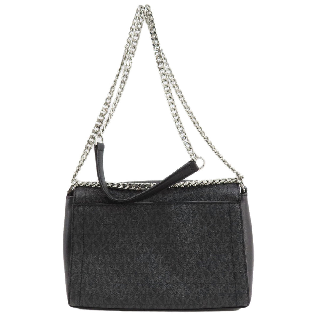MICHAEL KORS Shoulder Bag PVC black MK Signature ChainShoulder Women Used Authentic