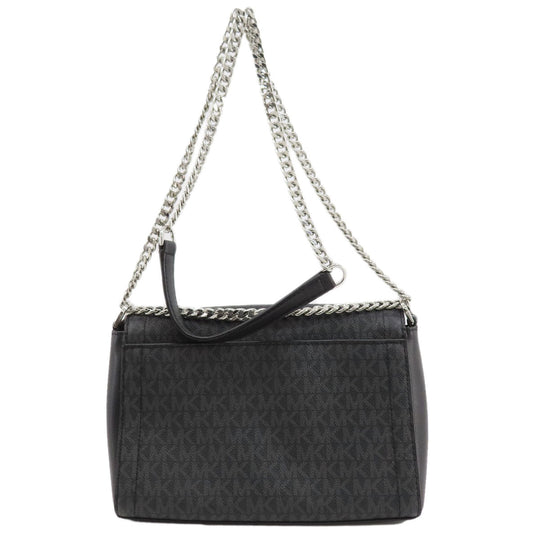 MICHAEL KORS Shoulder Bag PVC black MK Signature ChainShoulder Women Used Authentic