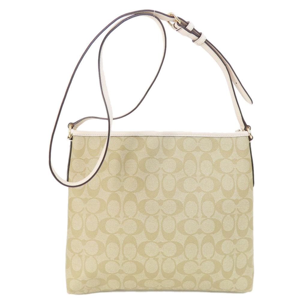 COACH Shoulder Bag F58297 PVC, Leather beige Signature Women Used Authentic