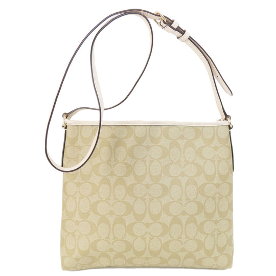 COACH Shoulder Bag F58297 PVC, Leather beige Signature Women Used Authentic