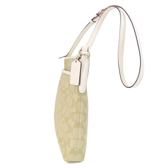 COACH Shoulder Bag F58297 PVC, Leather beige Signature Women Used Authentic