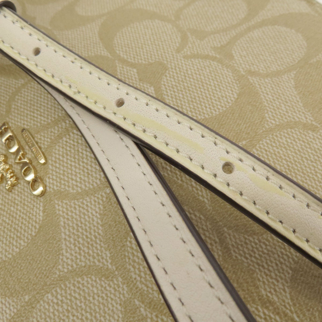 COACH Shoulder Bag PVC beige Signature Women Used Authentic