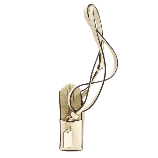 COACH Shoulder Bag PVC beige Signature Women Used Authentic