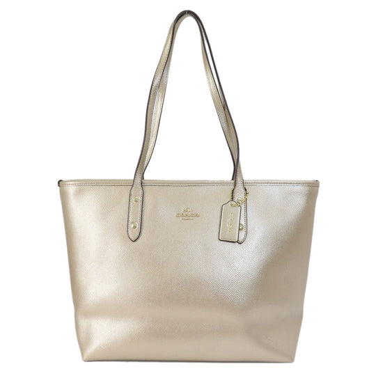 COACH Tote Bag F56129 leather gold logo Women Used Authentic