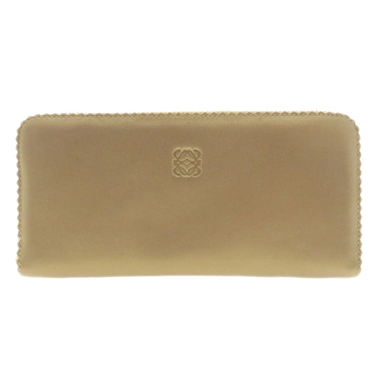 LOEWE Long Wallet Purse lambskin gold anagram Women Used Authentic
