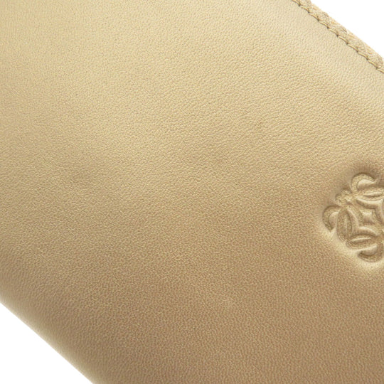 LOEWE Long Wallet Purse lambskin gold anagram Women Used Authentic