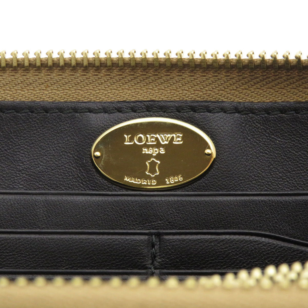 LOEWE Long Wallet Purse lambskin gold anagram Women Used Authentic