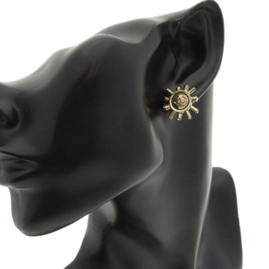 CHANEL Pierce metallic Silver COCO Mark Women Used Authentic