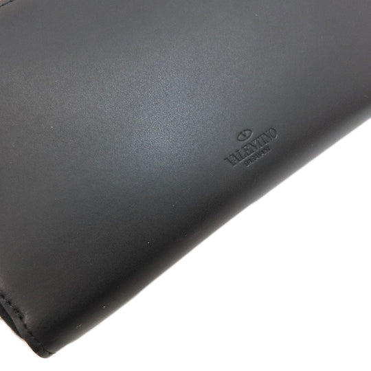 Valentino Long Wallet Purse leather black logo