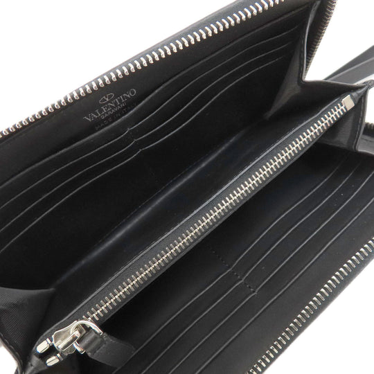 Valentino Long Wallet Purse leather black logo