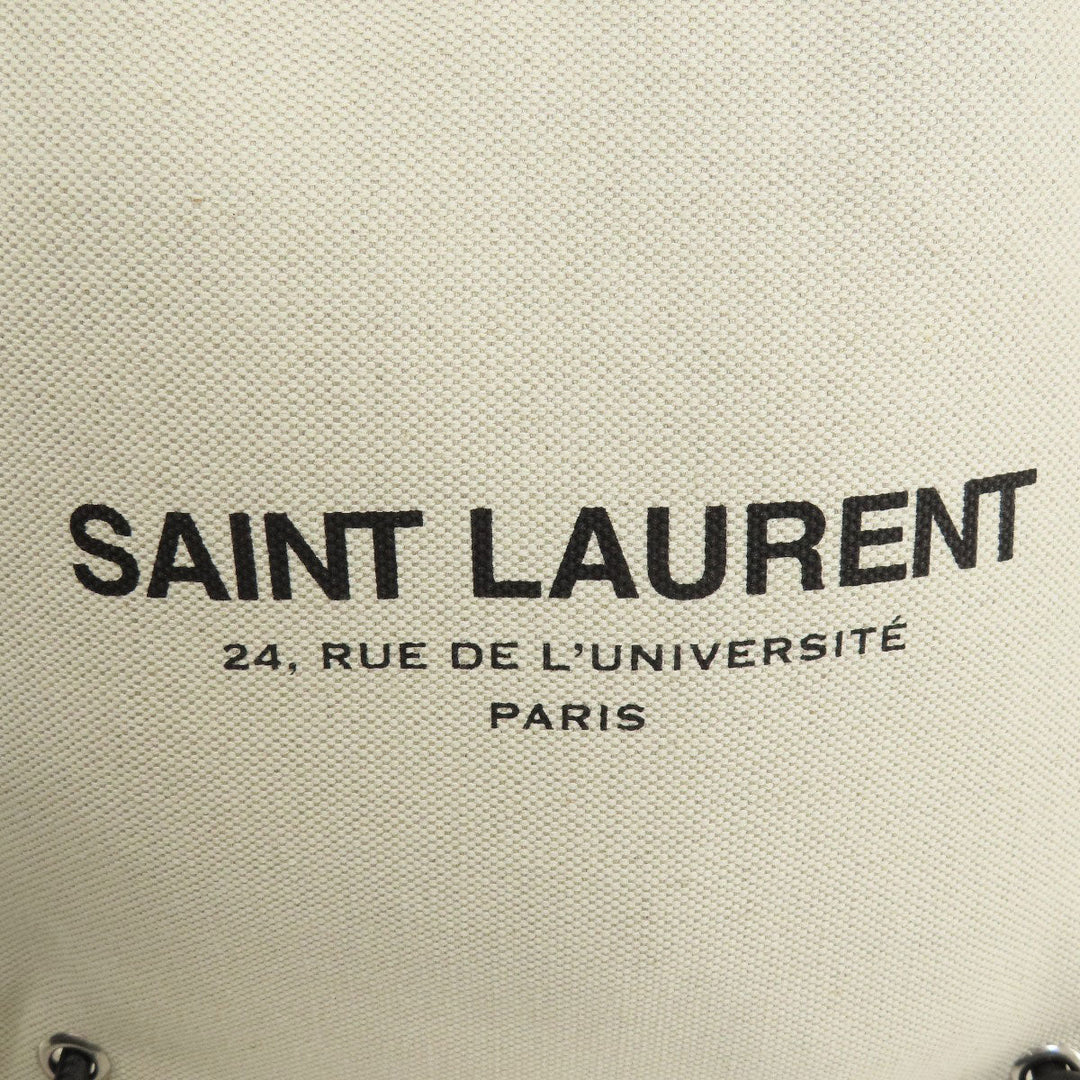 SAINT LAURENT Shoulder Bag canvas beige University Flat 2WAY Women Used Authentic