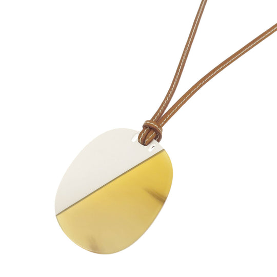 HERMES Necklace Buffalo horn beige Om PM Women Used Authentic