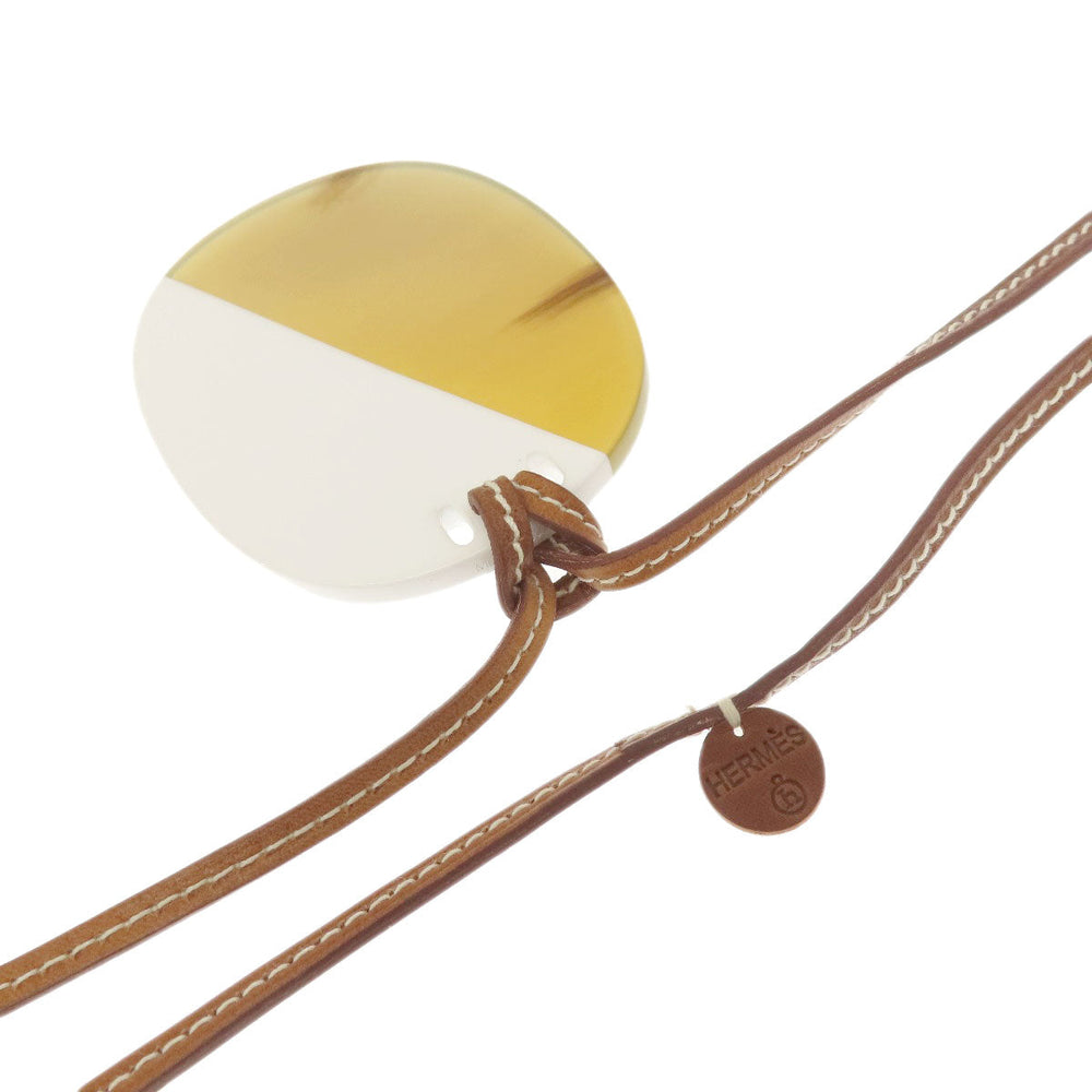 HERMES Necklace Buffalo horn beige Om PM Women Used Authentic