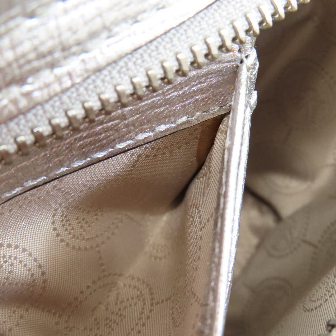 MICHAEL KORS Shoulder Bag leather Silver logo Women Used Authentic