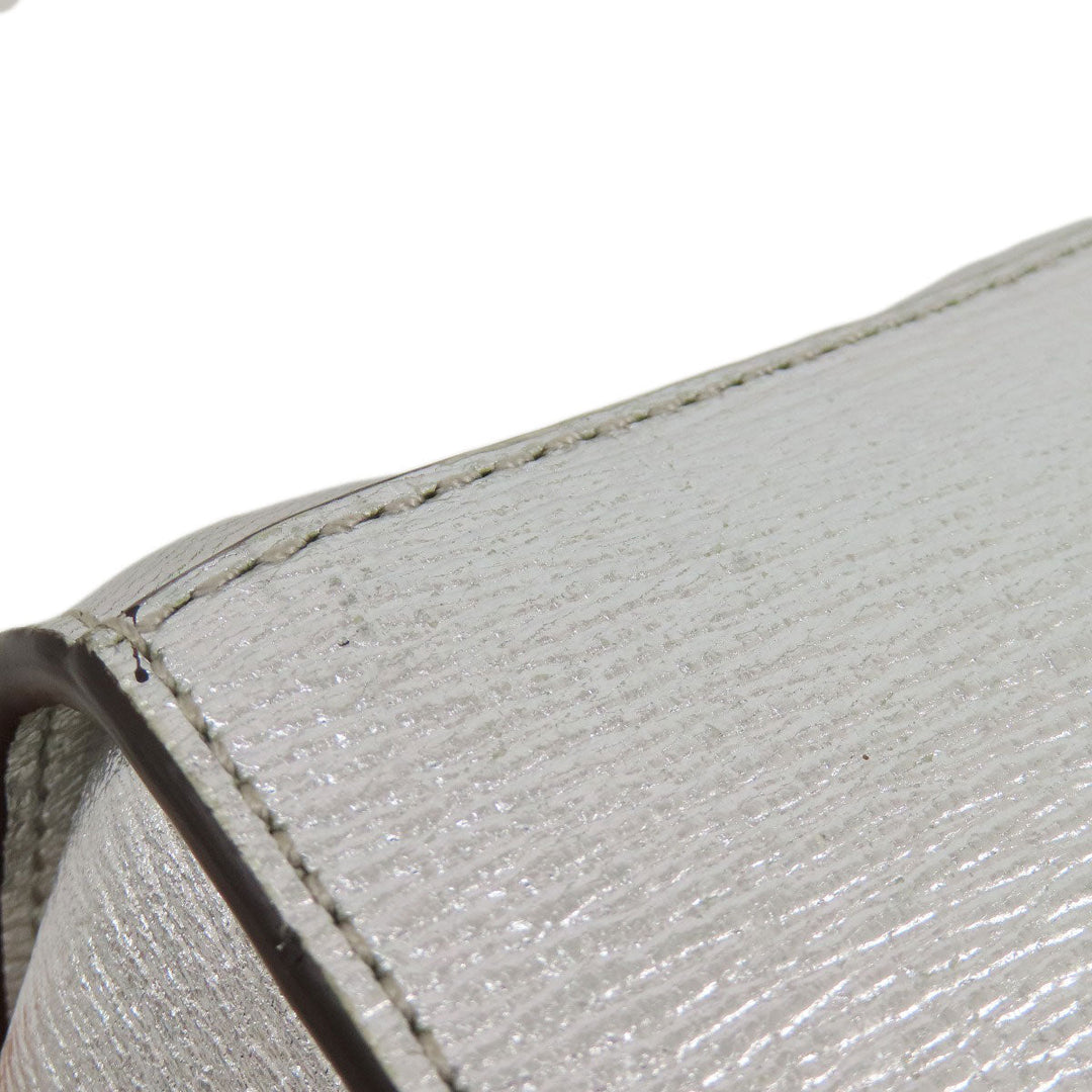 MICHAEL KORS Shoulder Bag leather Silver logo Women Used Authentic