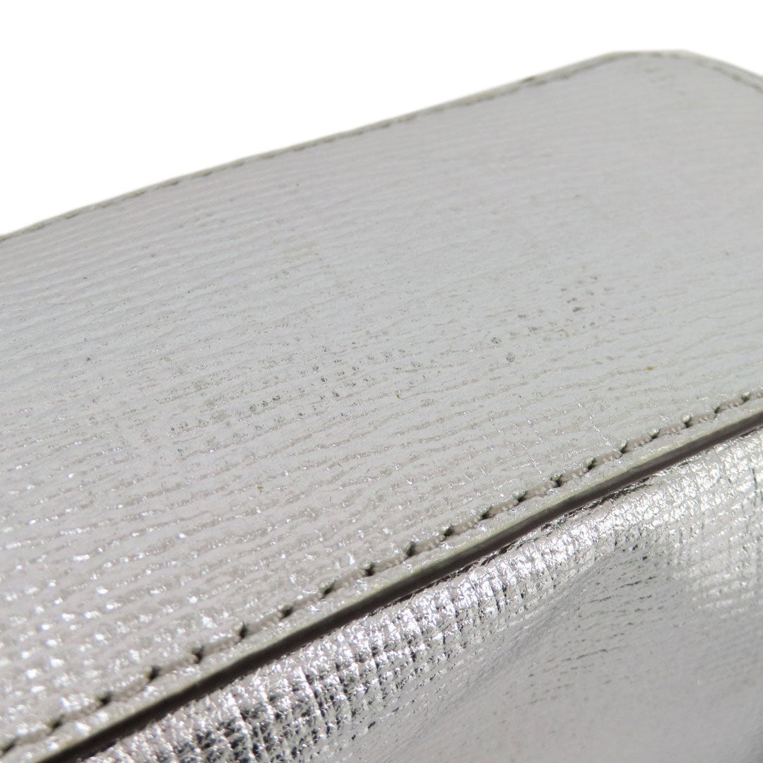 MICHAEL KORS Shoulder Bag leather Silver logo Women Used Authentic