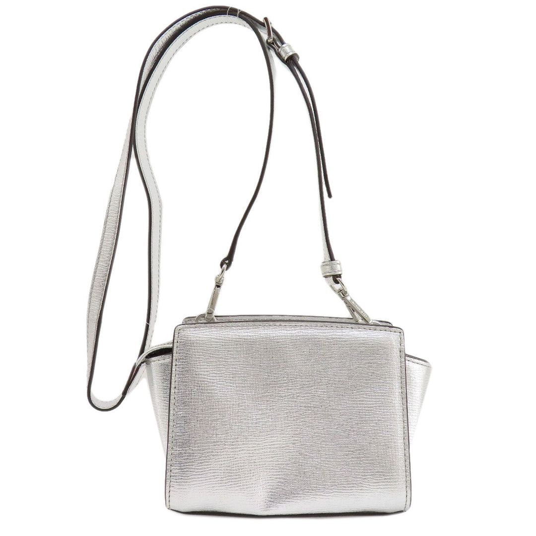 MICHAEL KORS Shoulder Bag leather Silver logo Women Used Authentic