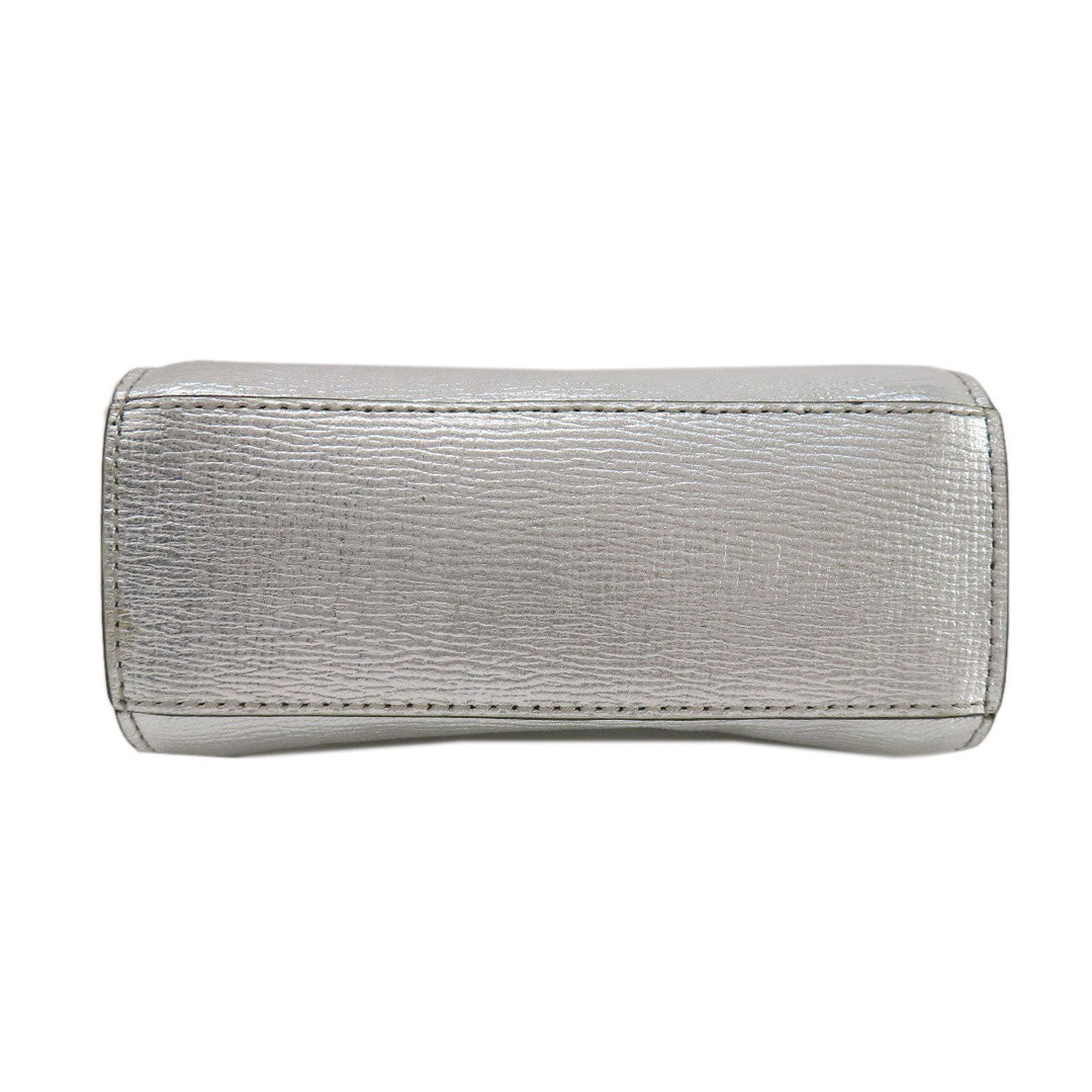 MICHAEL KORS Shoulder Bag leather Silver logo Women Used Authentic