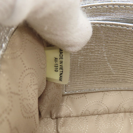 MICHAEL KORS Shoulder Bag leather Silver logo Women Used Authentic