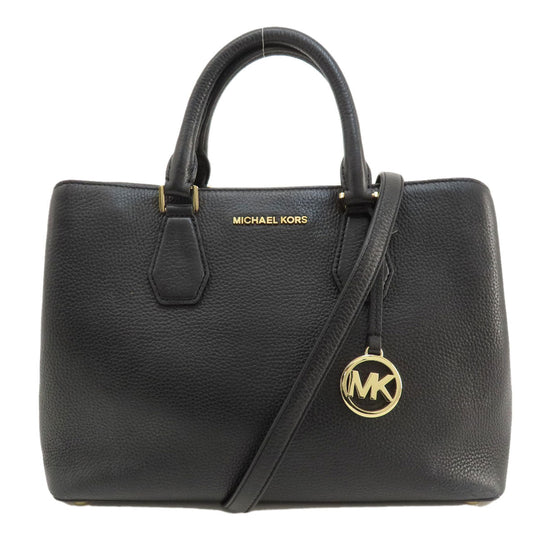 MICHAEL KORS Tote Bag leather black logoMetal 2WAY Women Used Authentic